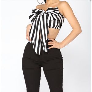 Bow tie cropped tube top